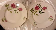 Pair of Bohemia China side plates rose pattern Made in Czechoslovakia 17 cm