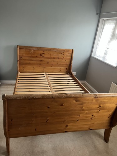 Wooden sleigh double bedframe - sleigh,