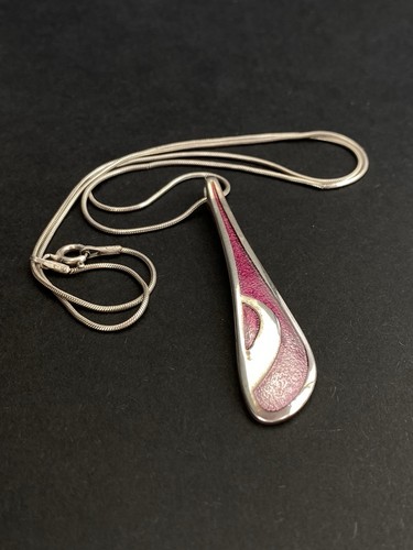 Sterling silver pink enamel - silver,