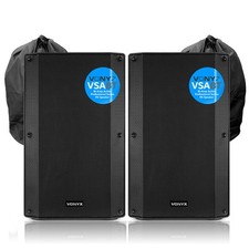 Pair of 15" Active PA Speakers with Bags - Bi-Amplified DJ System - VSA15BT
