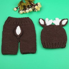 Newborn Baby Photo Props Crochet Deer Hat Bodysuit Photography Props.