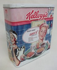 Vintage Kelloggs Cereal Storage Tin Shabby Chic Kellogs Careal Tin