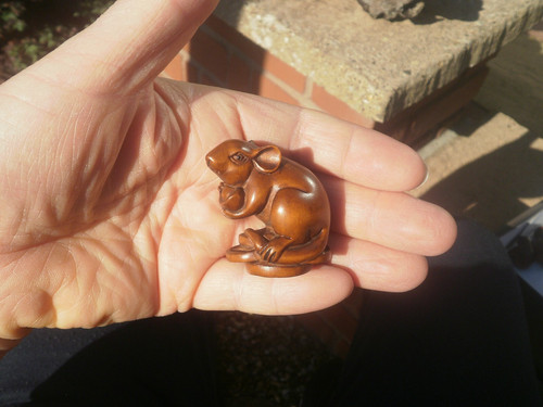 Hand carved wood netsuke - hand, of