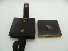 RARE Stratton Marcasite Bird on Branch Powder Compact in Silk Case