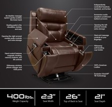 Premier 5 Motor rise riser recliner chair heat massage high leg lift and speaker