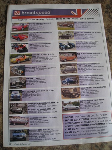 Broadspeed car stock - broadspeed, list
