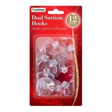 12 PCE LARGE CLEAR SUCTION CUP HOOKS SUCKERS METAL HOOK WINDOW GLASS MIRROR 7667