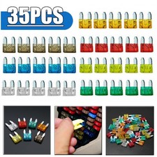 35Pcs Mixed Car Auto Truck Mini Blade Fuse Kit 5A 7.5A 10A 15A 20A 25A 30A AMP
