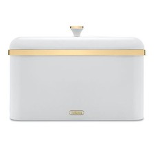 Tower Cavaletto Bread Bin, Airtight, Carbon Steel, White and Gold T826130WHT