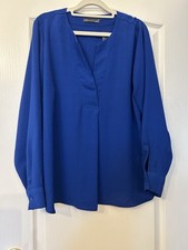 Marks And Spencer Collection Royal Blue Long Sleeve Blouse Top - Size 16 - BNWT