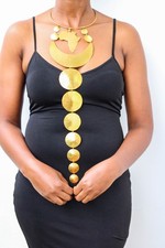 Handmade African Brass Necklace | Africa Map Pendant | Women’s Statement Jewelry