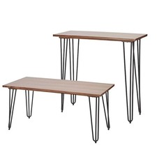 Industrial Coffee Table Console Side Wood Table Walnut Metal Legs Size 100/80cm