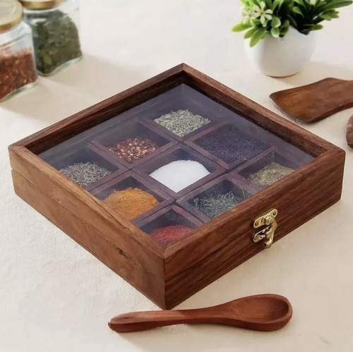 Wooden masala dabba indian - wooden,
