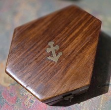 Naval Sextant, Mahogany Box Has been Laquered, Sextant Needs Refurbishing.