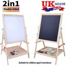 Kids 2 in 1 Wooden Blackboard Whiteboard Children Art Easel Chalk Drawing Board