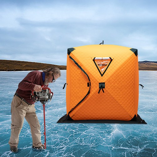 Ice lake fishing - fishing, tent