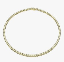 Swarovski Matrix Tennis Necklace Round cut Yellow 18K Gold Tone plated  New