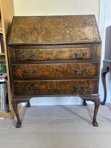 Antique walnut bureau - antique, writing
