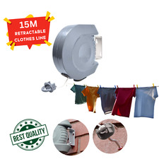 15m Retractable Washing Line Premium Heavy Duty Indoor Outdoor Dryer - GREY