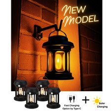 Classic Solar LED Lantern Hanging Lights for Garden Outdoor Yard Hook Lamp 1-2-4