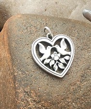 Retired James Avery Love Birds Heart Pendant