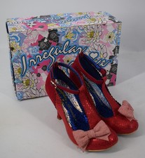 Ladies Irregular Choice Bloxy Red Metalic T-Bar Heeled Shoes Size UK 5
