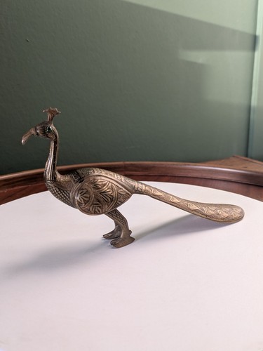 Brass peacock bird ornament - bird,