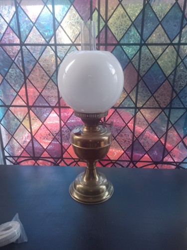 Vintage brass oil lamp with - vintage,