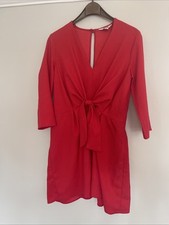 SIZE 10 Red MISS SELFRIDGE Petite Bow Stretch Dress Wedding Guest Summer Holiday