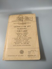Military Manual 1955 Generator Set Electric Portable Department Army USA Ww2