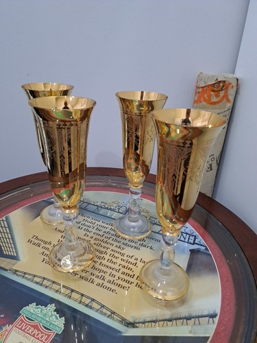 Gold glass goblets - glass,