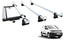 TITAN Van Roof Rack 3 Bars for PEUGEOT PARTNER Mk3 (2018-onward) With roller kit