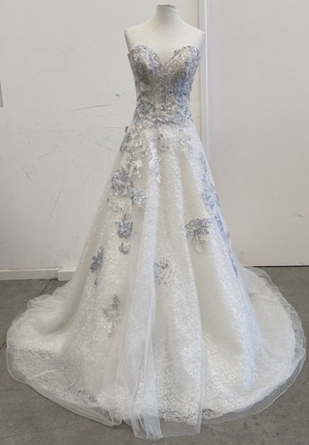 Blue floral wedding dress - blue,