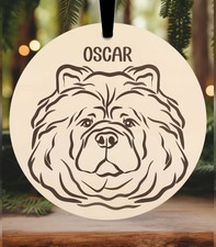 Chow Chow Dog Christmas Bauble Ornament Xmas Engraved Personalised Gift Pet