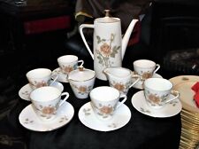 ELEGANT GILDED RIBBED 15PC COFFEE SET SELTMANN WEIDEN MONIKA PEACH ROSE POT ++++