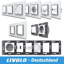 LIVOLO light switch button socket changeover switch dimmer USB glass frame White