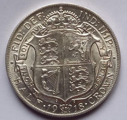 1918 silver half crown - silver, coin