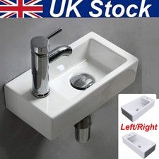 Small Bathroom Wall Hung Cloakroom Ceramic Compact Hand Wash Basin Sink White