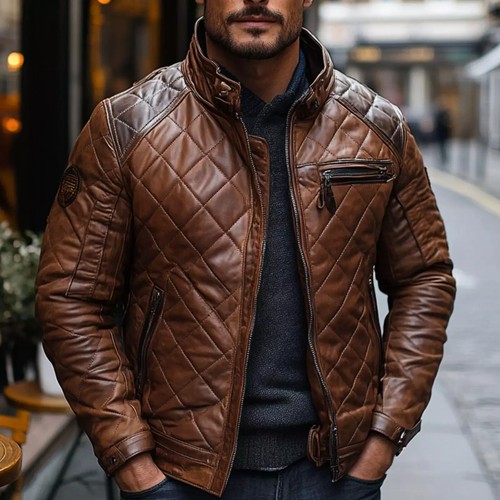 Men brown quilted - men's,