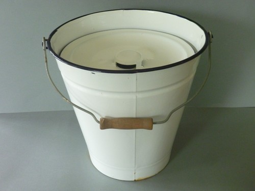 Vintage white enamel - enamel, bucket