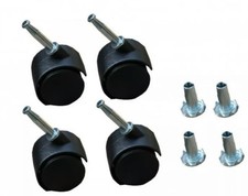 8 x Twin wheels Castors With Inserts - For Divan Bed Base Sofa Settee Chair