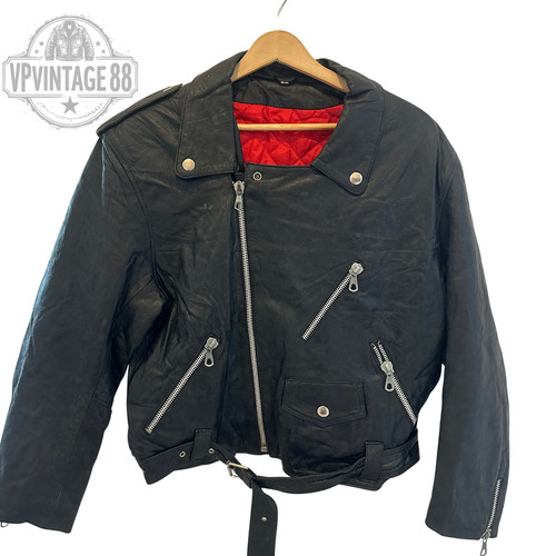 Vintage leather black biker - black,