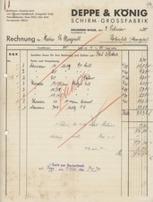Invoice Solingen-Wald Deppe König umbrella large factory Winzrieth Rotenfels 1930