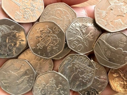 50p coins circulated - coins, royal