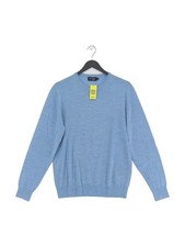 Hackett Men's Jumper M Blue 100% Wool Crew Neck Pullover