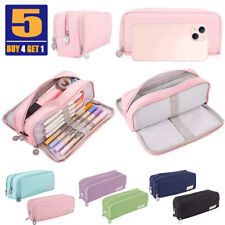 Pencil Case for Girls Boys Large Capacity 3 Compartment Pen Bag Zipper Pouch UK