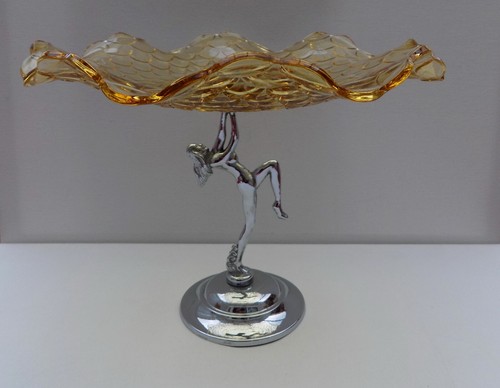Art deco lady chrome amber - art-deco,