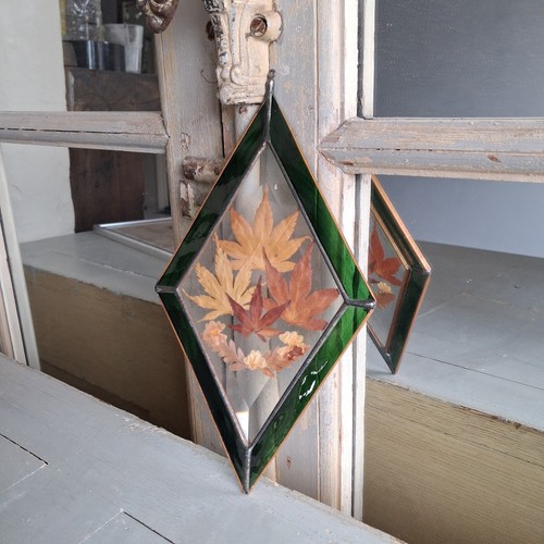 Vintage stained glass panel - stained,