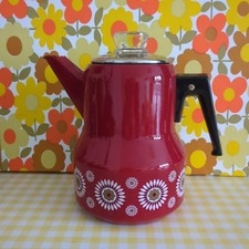 Vintage Enamel Coffee Pot Red
