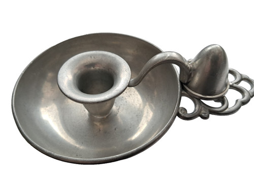 Antique pewter chamberstick - antique,